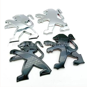 Autocolant auto 3D cu logo Peugeot, emblemă, ABS material, montaj adeziv