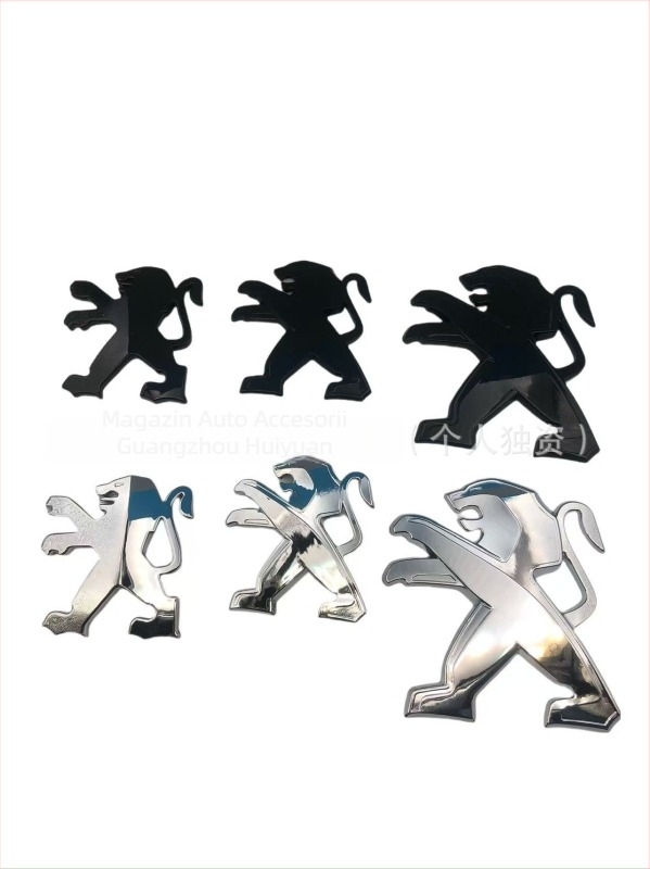 Autocolant auto 3D cu logo Peugeot, emblemă, ABS material, montaj adeziv