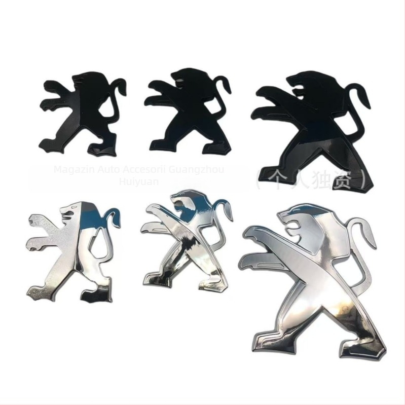 Autocolant auto 3D cu logo Peugeot, emblemă, ABS material, montaj adeziv