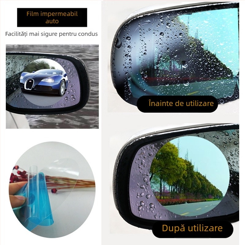 Membrană de ploaie pentru oglinda retrovizoare auto, PET, transparență 100%, model fd00, procesare personalizabilă
