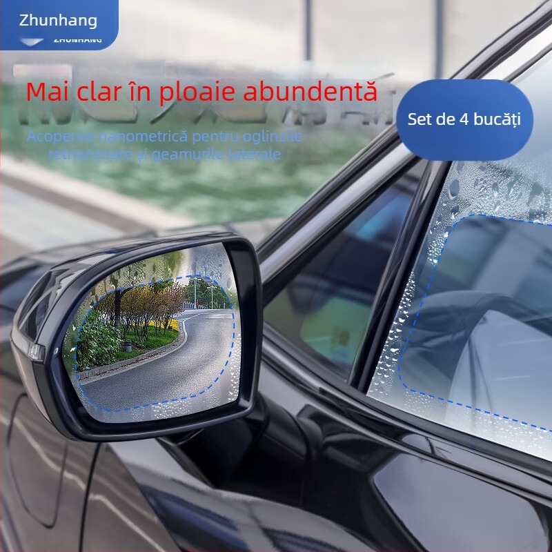 Film de ploaie pentru oglinda retrovizoare a mașinii și pentru fereastra laterală – Anti-glare, Anti-fog, Waterproof, HD