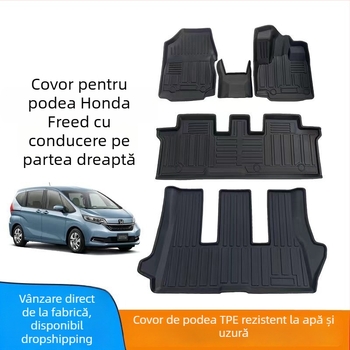 Covorașe din cauciuc pentru podea și portbagaj Honda Freed (versiune HK RHD), impermeabile, rezistente la abraziune, 20 mm grosime, 4 kg
