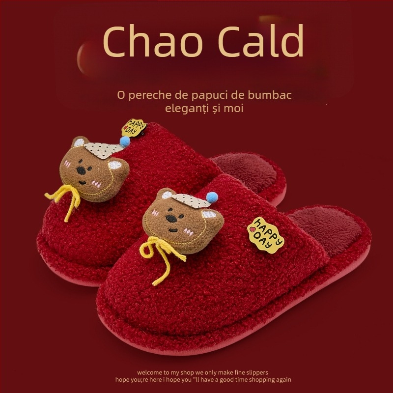 Papuci de casă cu partea superioară denim, talpă PVC, călduroase, design Toe Cap