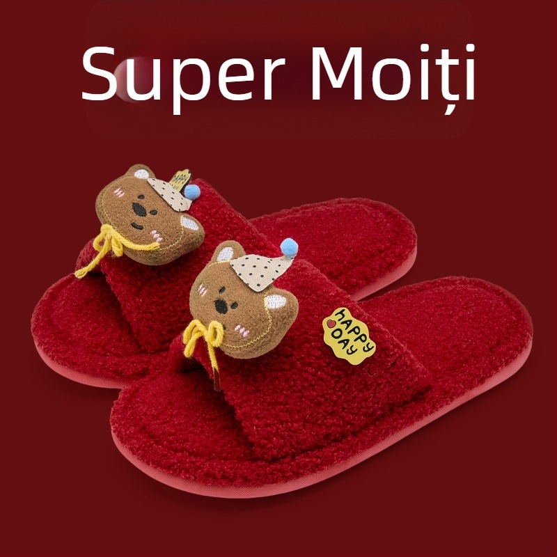 Papuci de casă cu partea superioară denim, talpă PVC, călduroase, design Toe Cap