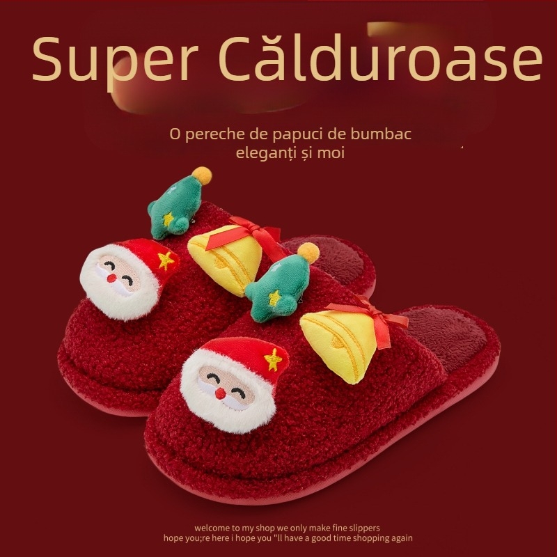 Papuci de casă cu partea superioară denim, talpă PVC, călduroase, design Toe Cap