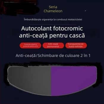 Film antifog pentru cască de mari dimensiuni, cu protecție UV și patch fotosensitiv cu efect de schimbare a culorii