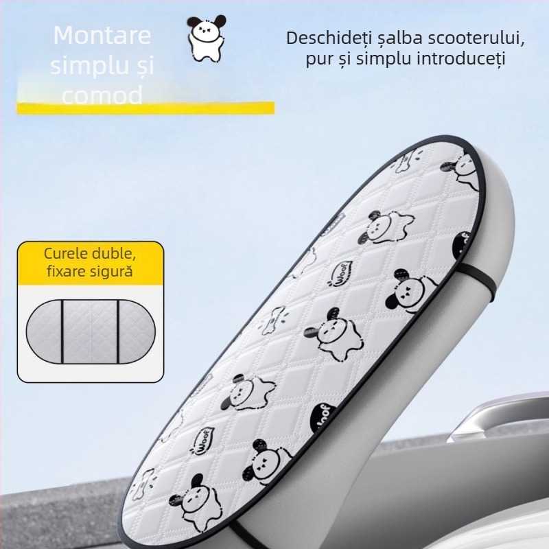 Kepu husă de șezut dublu strat pentru vehicule electrice și motociclete, protecție solară, izolație termică vară, impermeabilă, anti-arzuri, universală