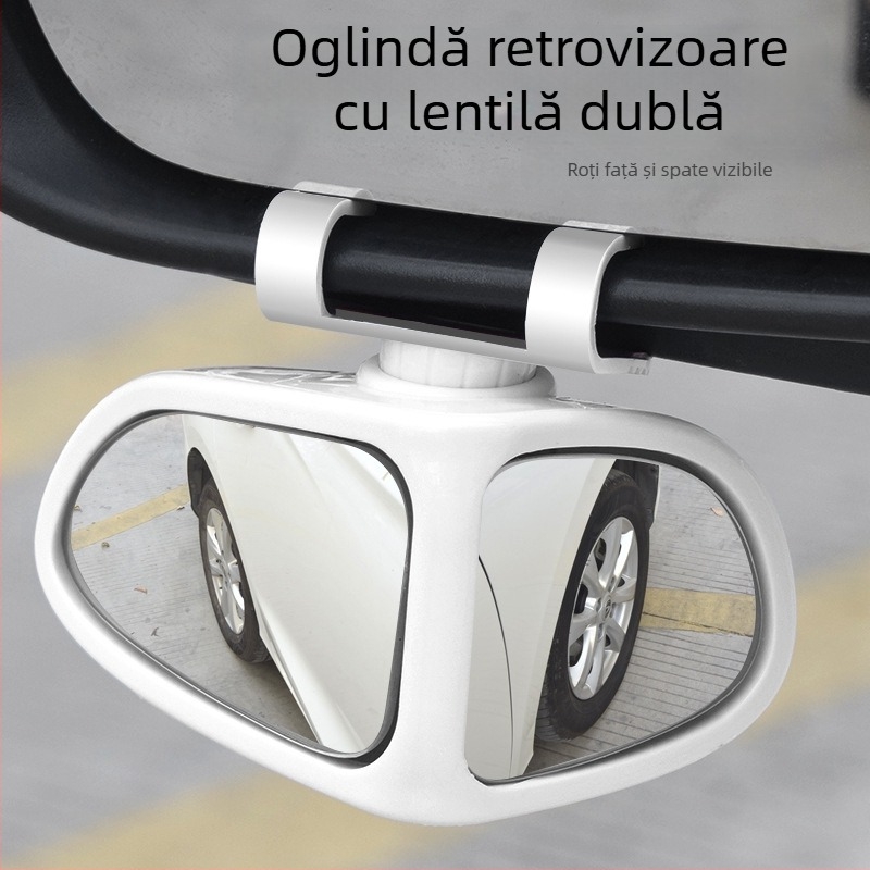 Oglindă auxiliară circulară pentru mașină, vizualizare duală, 360° pentru unghiuri moarte