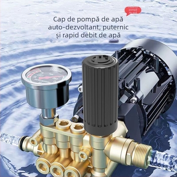 Mașină de spălat autoturisme, 1300 W, 220 V, model Q4, interval presiune 2,5–25 MPa, furtun de înaltă presiune 5 m, furtun de alimentare cu apă 7 m