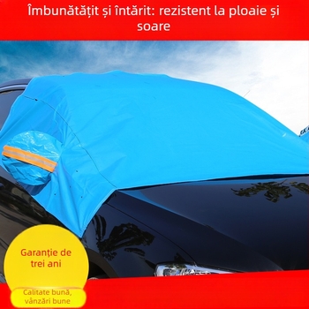 Acoperire universală a parbrizului frontal pentru protecție împotriva zăpezii și înghețului – cu clips magnetice, film de aluminiu în mai multe straturi (unu, dublu sau triplu) cu trei ferestre, material Oxford quilt, stil minimalist