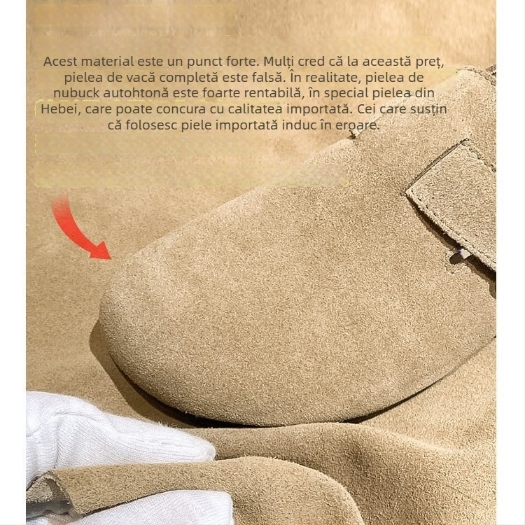 Papuci din piele de vacă cu capac la deget, căptușeală din fibre super, talpă din cauciuc natural, vară 2024