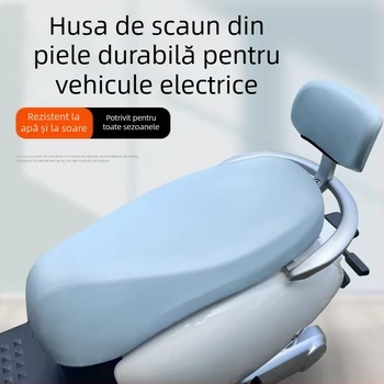 Husă pentru șezut din PU pentru vehicule electrice și motociclete, impermeabilă, cu protecție UV și izolație termică, universală pentru toate anotimpurile, cu imprimare logo