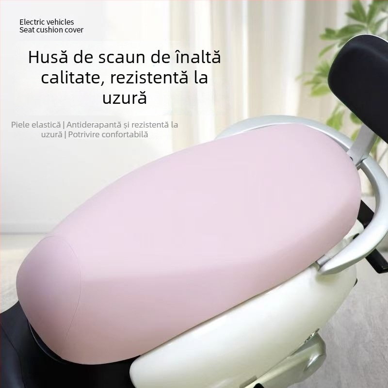 Husă pentru șezut din PU pentru vehicule electrice și motociclete, impermeabilă, cu protecție UV și izolație termică, universală pentru toate anotimpurile, cu imprimare logo