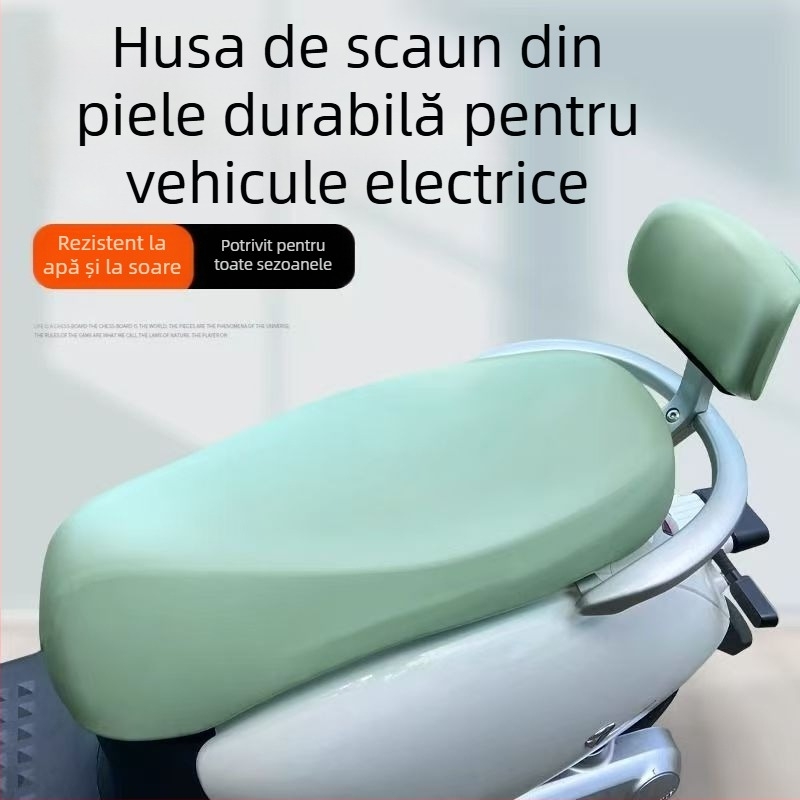 Husă pentru șezut din PU pentru vehicule electrice și motociclete, impermeabilă, cu protecție UV și izolație termică, universală pentru toate anotimpurile, cu imprimare logo