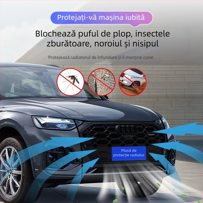 Plasă de protecție pentru grila frontală a mașinii, împotriva insectelor și a pufului