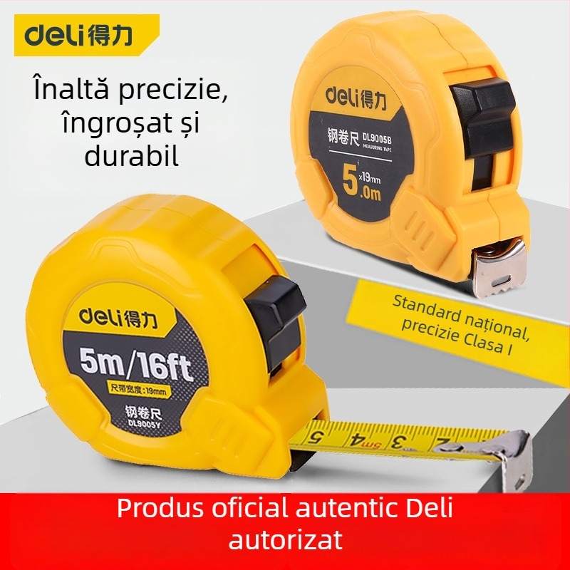 Bandă metrică DL9003 de la Deli — corp ABS, înaltă precizie, utilizare generală, gamă de măsură 2 m