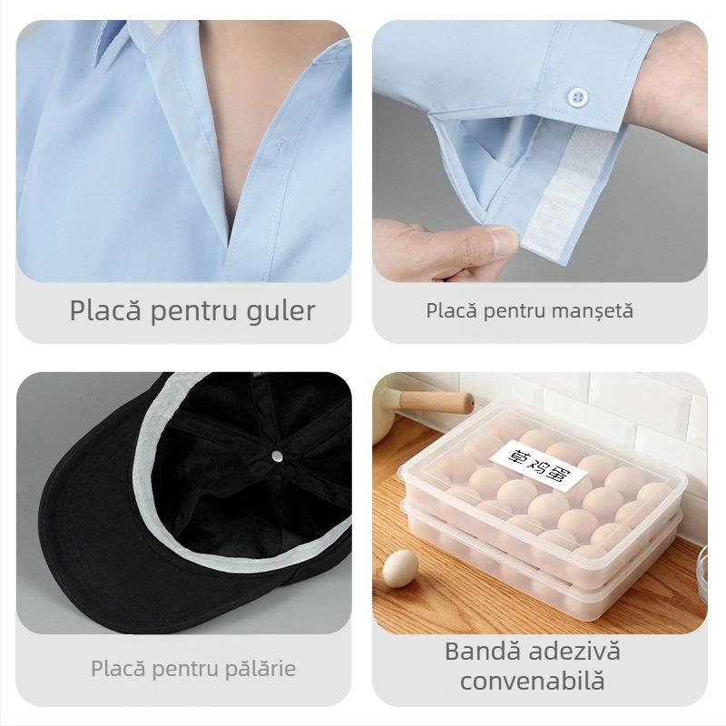 Set accesorii costum: inserții anti-murdărire și absorbante de transpirație pentru guler, decolteu, manșete, margine de pălărie și călcâi (Grosime 2.5; Material: Țesătură; Uni; Antistatice; Ambalare: 500)