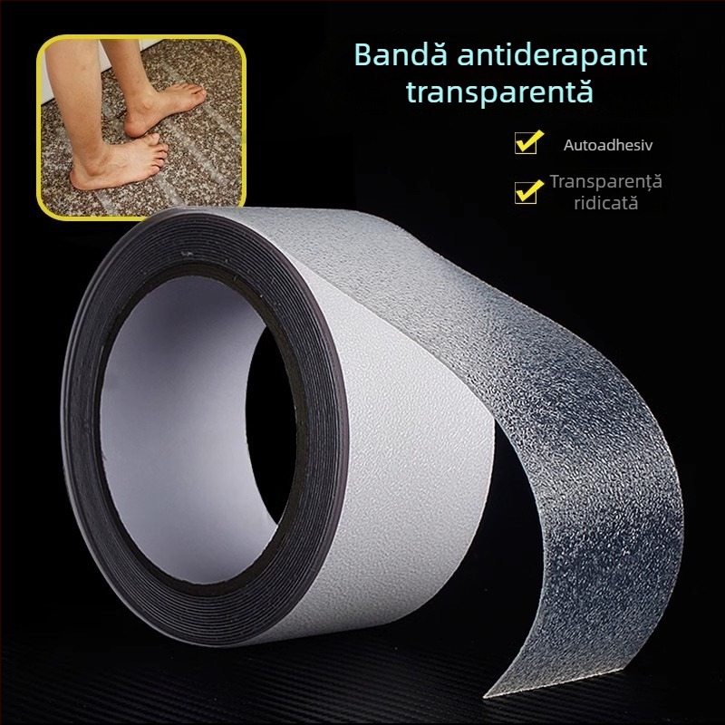 Bandă antiderapantă mată cu bază PVC, autoadezivă, adeziv pe bază de cauciuc, grosime 1 mm, rezistență la temperaturi -40 până la 100°C (scurtă durată) / -20 până la 60°C (lungă durată)