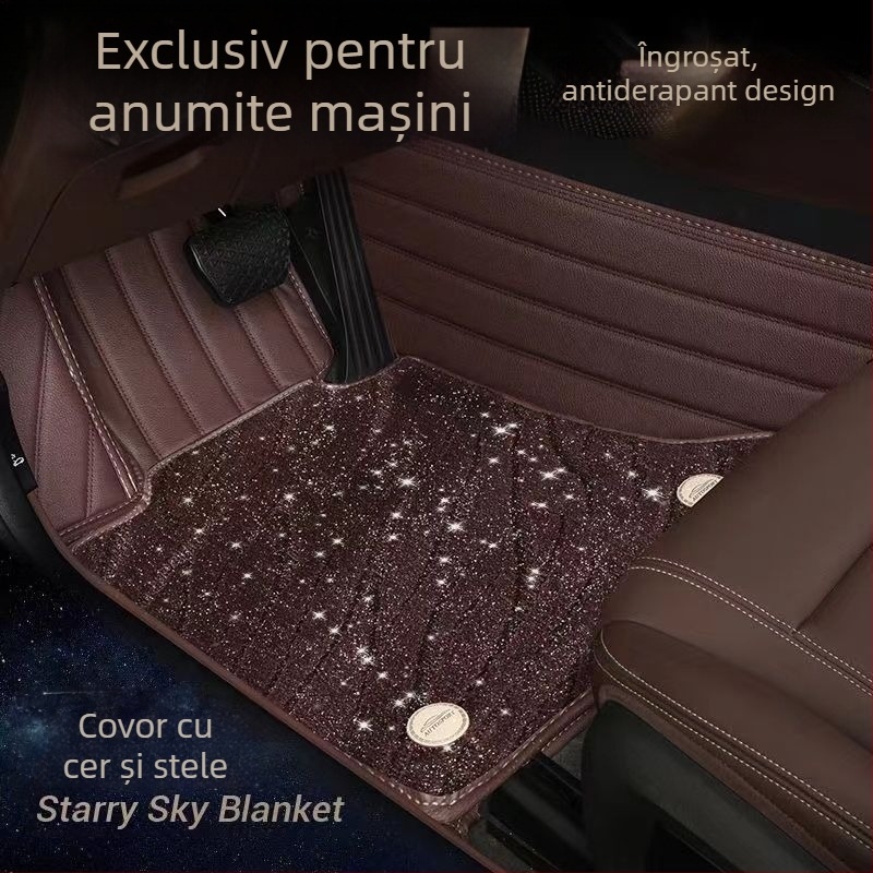 Covor podea șofer Audi A6L — design cer stele, țesătură suede + PE, rezistent la uzură, fără miros, Snowy