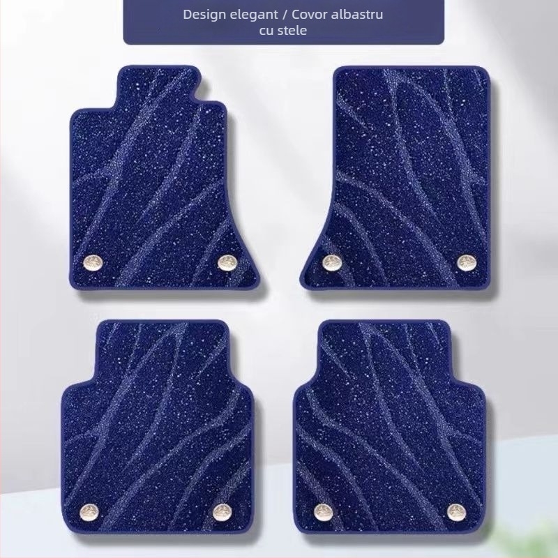 Covor podea șofer Audi A6L — design cer stele, țesătură suede + PE, rezistent la uzură, fără miros, Snowy