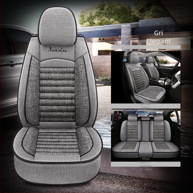 Oasis pernă pentru scaun auto cu cinci locuri, husă universală pentru toate anotimpurile, exterior din in, umplutură din bumbac