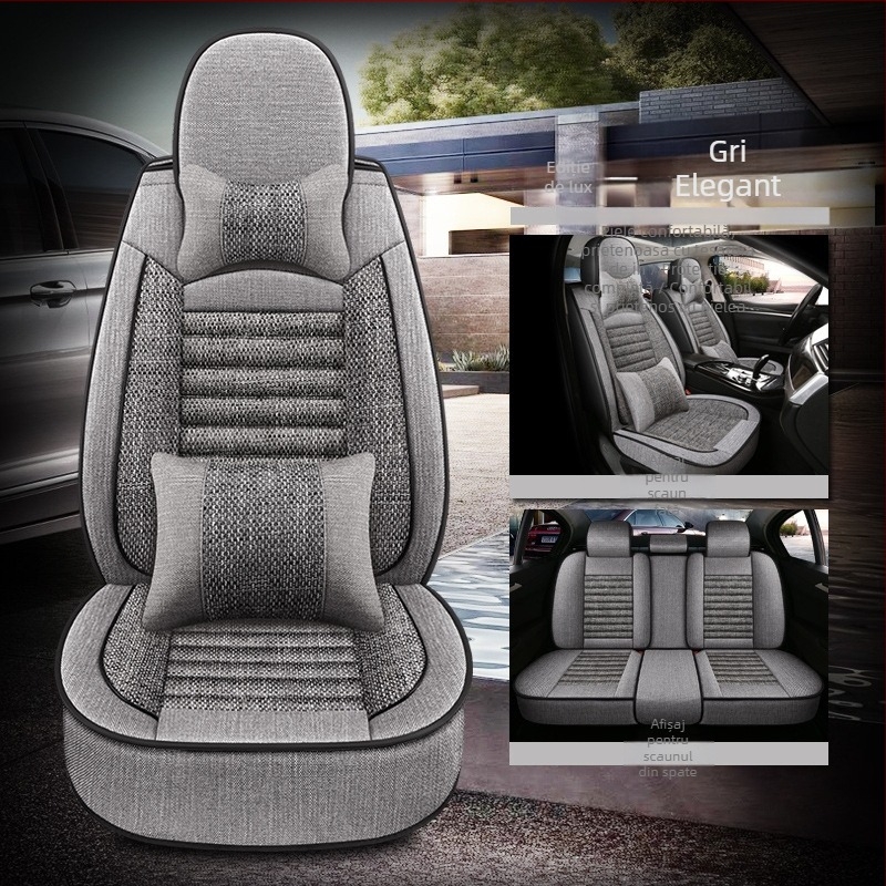 Oasis pernă pentru scaun auto cu cinci locuri, husă universală pentru toate anotimpurile, exterior din in, umplutură din bumbac