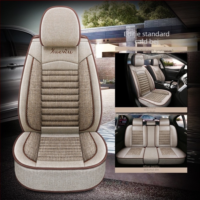 Oasis pernă pentru scaun auto cu cinci locuri, husă universală pentru toate anotimpurile, exterior din in, umplutură din bumbac