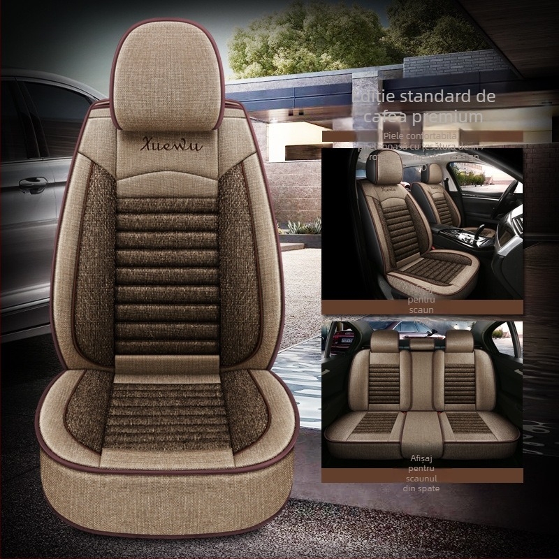 Oasis pernă pentru scaun auto cu cinci locuri, husă universală pentru toate anotimpurile, exterior din in, umplutură din bumbac