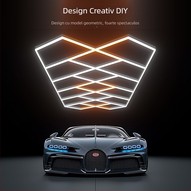 Lumină LED pentru atelier auto – design honeycomb, 480W, 100-240V, 50000h, 120 lm/W, CE