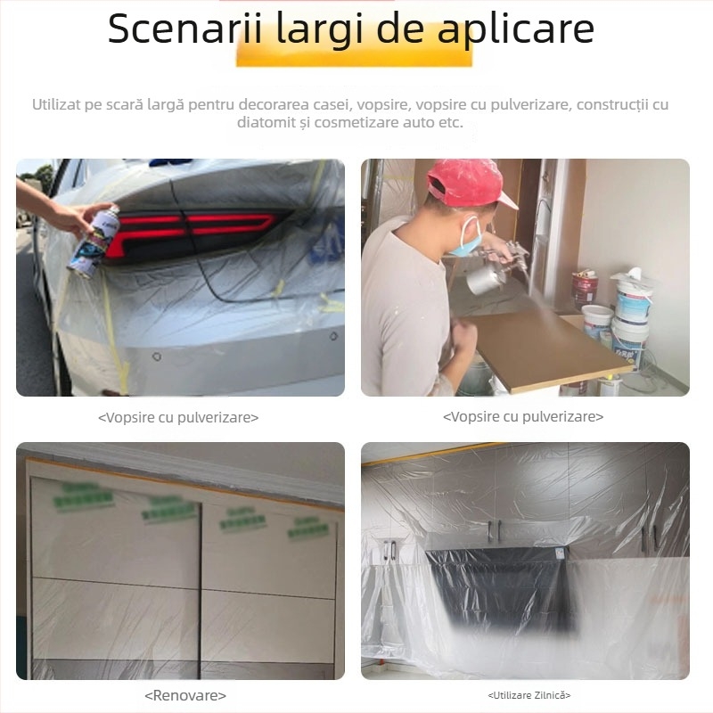 Film de mască cu aderență înaltă pentru vopsirea mobilierului și a autovehiculelor; folie PE și hârtie de mascare; folie protectoare transparentă, rezistentă la ulei; lățime și lungime personalizabile