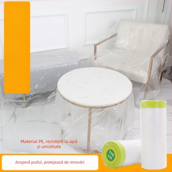 Folie de mască transparentă din PE cu aderență ridicată pentru vopsire și decorare — 1 mm grosime, folie de protecție pentru mobilier, pereți, plăci și sticlă (cu bandă sau fără bandă)