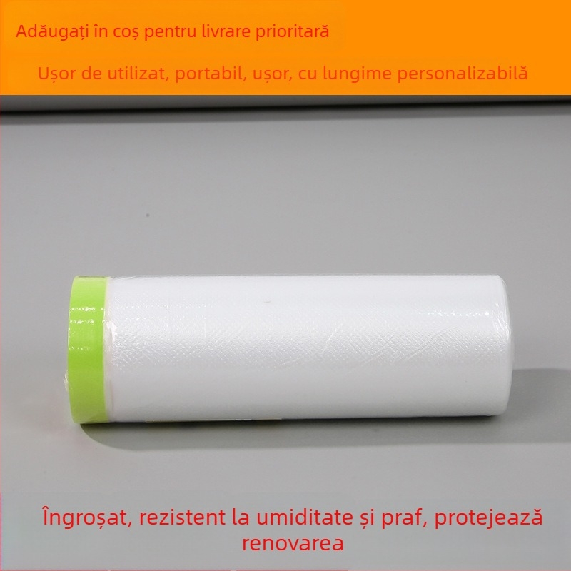 Folie de mască transparentă din PE cu aderență ridicată pentru vopsire și decorare — 1 mm grosime, folie de protecție pentru mobilier, pereți, plăci și sticlă (cu bandă sau fără bandă)