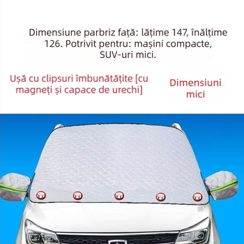 Protecție pentru zăpadă și soare a parbrizului auto, atașare magnetică, husă semi-întărită, material din lână de bumbac, potrivire universală, fără personalizare
