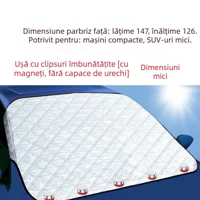 Protecție pentru zăpadă și soare a parbrizului auto, atașare magnetică, husă semi-întărită, material din lână de bumbac, potrivire universală, fără personalizare