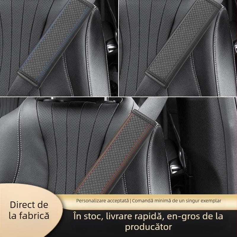 Pernă de umăr pentru centura auto cu piele PU gravată – protecție pentru centura de siguranță a copiilor – 70 g – Green Fruit