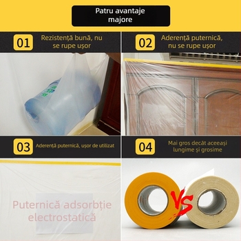 Hârtie de mască și film PE pentru vopsire – vopsire auto, renovare casă, protecție pereți
