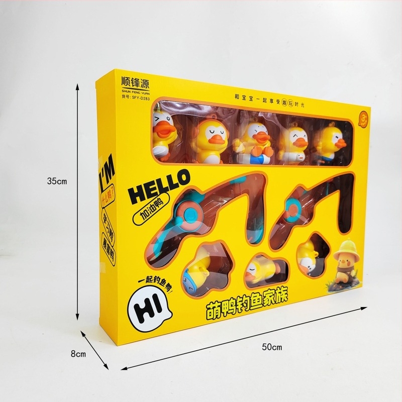 Set de pescuit pentru baie cu rațe, 10 piese, două undițe, pentru copii 3–6 ani, cutie cu fereastră