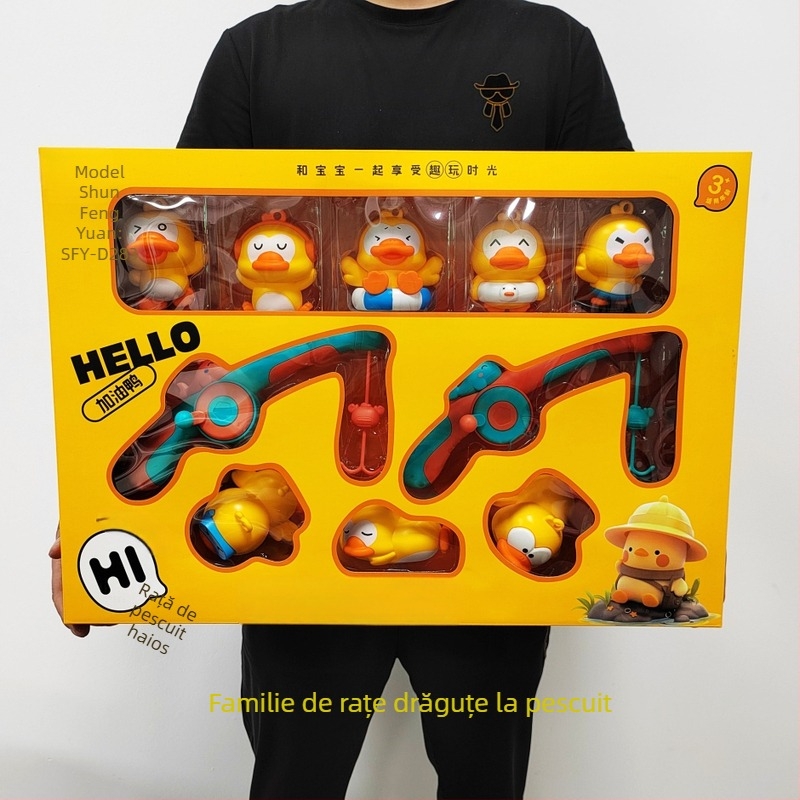 Set de pescuit pentru baie cu rațe, 10 piese, două undițe, pentru copii 3–6 ani, cutie cu fereastră