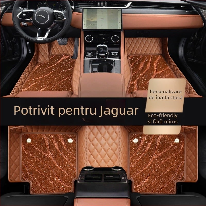 Covorașe de podea Jaguar All-Weather cu acoperire completă, materiale TPE+XPE, antiderapante, brand Qihongfang, modele compatibile XFL/XEL/XJL/XF/XE/XJ/F-Pace/E-Pace, personalizare disponibilă