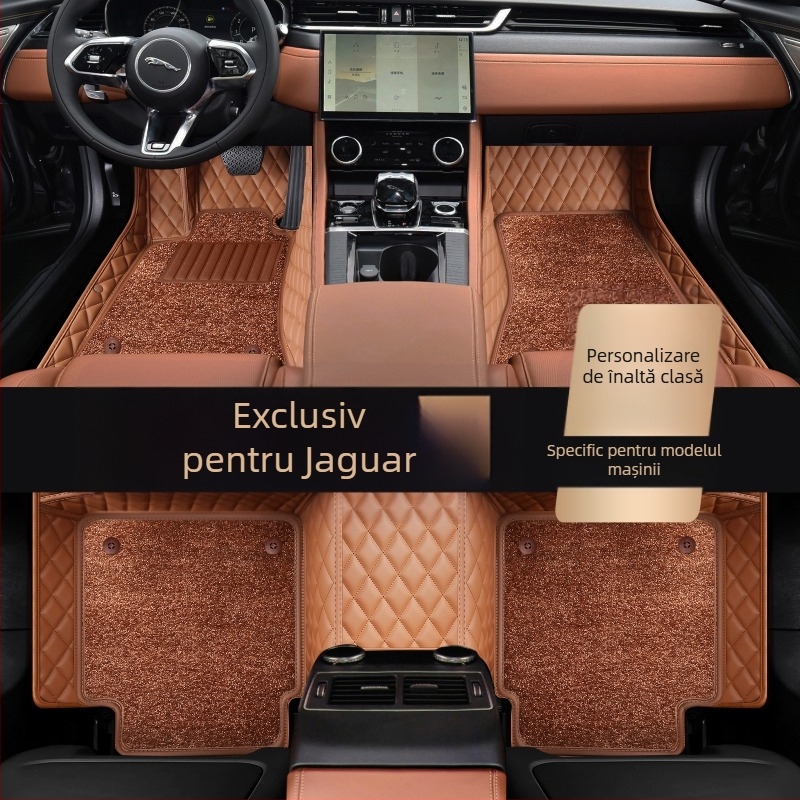 Covorașe de podea Jaguar All-Weather cu acoperire completă, materiale TPE+XPE, antiderapante, brand Qihongfang, modele compatibile XFL/XEL/XJL/XF/XE/XJ/F-Pace/E-Pace, personalizare disponibilă