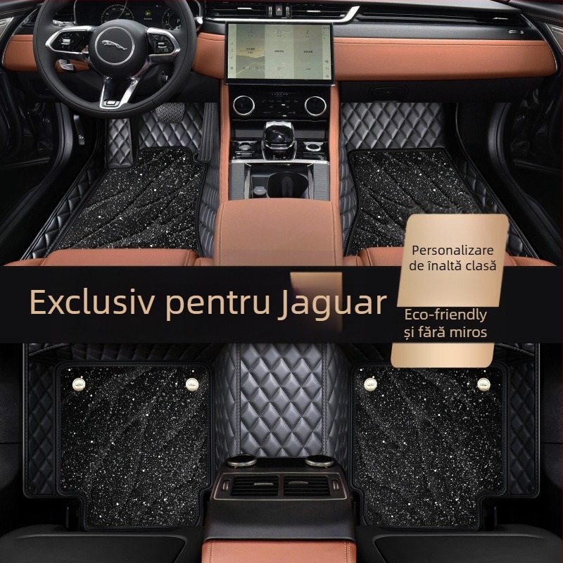 Covorașe de podea Jaguar All-Weather cu acoperire completă, materiale TPE+XPE, antiderapante, brand Qihongfang, modele compatibile XFL/XEL/XJL/XF/XE/XJ/F-Pace/E-Pace, personalizare disponibilă