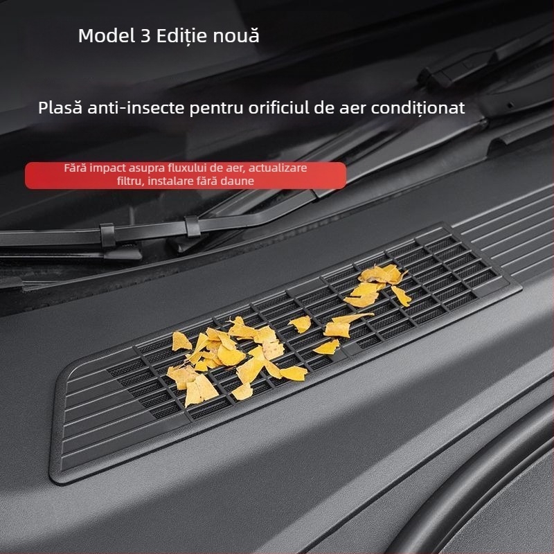 Capac de protecție a admisiei de aer pentru Tesla Model Y / Model 3 (Versiune nouă) cu plasă anti-insecte și praf • Material: ABS
