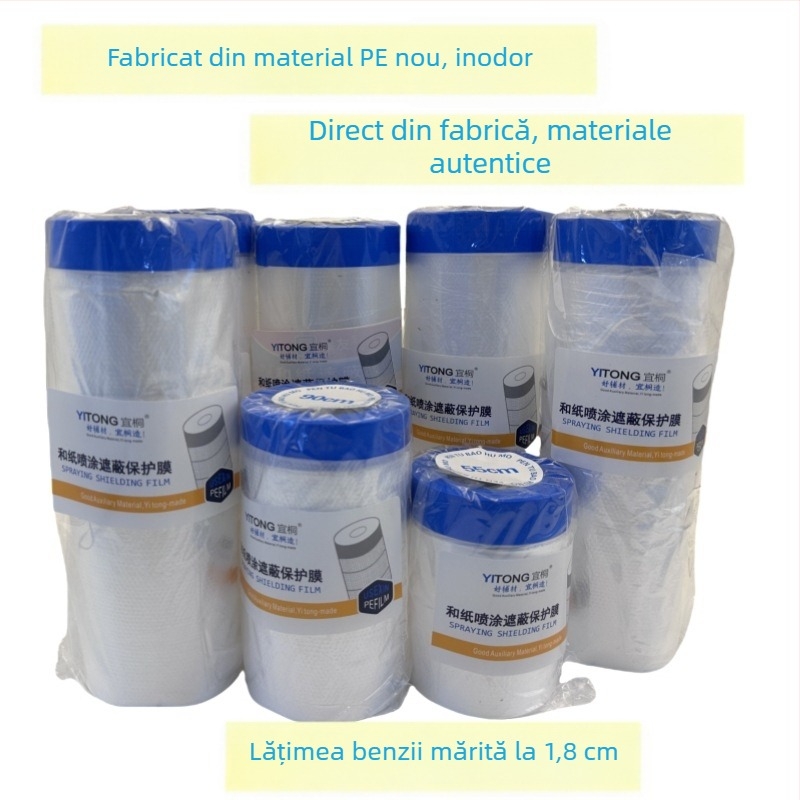 Film protector decorativ pentru vopsire, material nou, lățime mare, hârtie japoneză albastră + film PVC, protecție împotriva prafului, 20 m