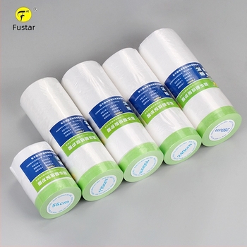 Film de mască pe bază de hârtie cu aderență scăzută pentru vopsire cu spray – grosime 0,6 μm; hârtie + film PE; adeziv Jinghua; transparență înaltă; potrivit pentru pereți artiști și protecția mobilierului