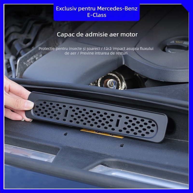 Acoperire a compartimentului motor cu plasă insecte pentru Mercedes-Benz GLC300L/E260L – plastic, fabricat special pentru Mercedes-Benz