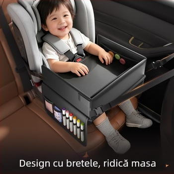Masă de luat masa auto pentru scaunul copiilor — din piele, pliabilă, impermeabilă, personalizabilă, depozitare multifuncțională