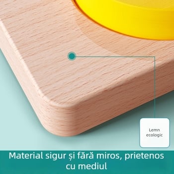 Panou de puzzle tridimensional din lemn pentru educație Montessori: joc de potrivire și asamblare pentru sugari 0–3 ani, 18-18-1, personalizare după desene, ambalaj blister