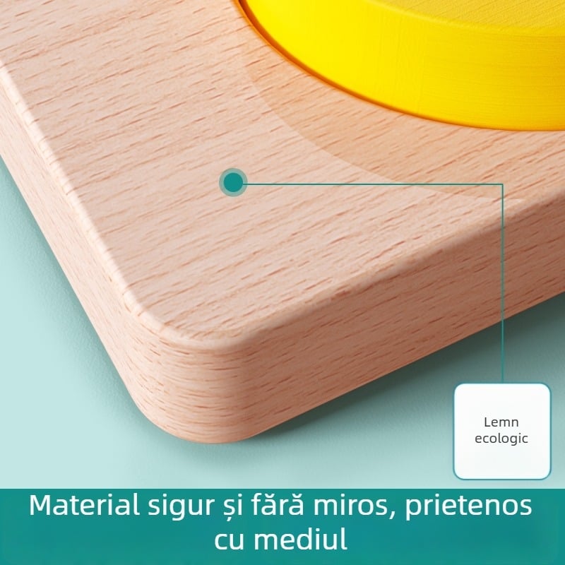 Panou de puzzle tridimensional din lemn pentru educație Montessori: joc de potrivire și asamblare pentru sugari 0–3 ani, 18-18-1, personalizare după desene, ambalaj blister