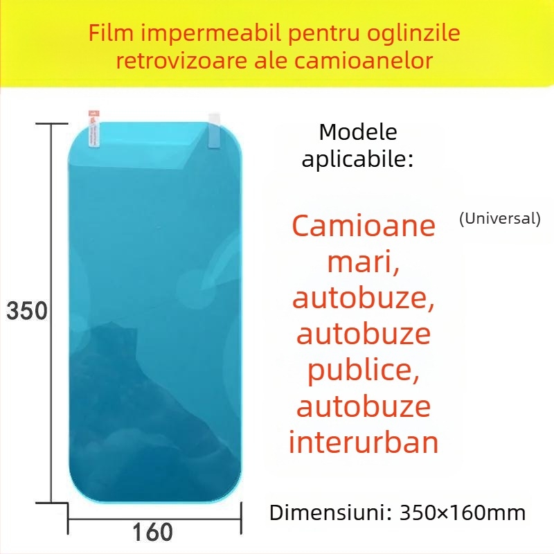Filtru de protecție împotriva ploii pentru oglinzile retrovizoare ale camioanelor mari, Crown, folie adezivă, impermeabil, anti-fog, anti-strălucire, pentru geamuri auto