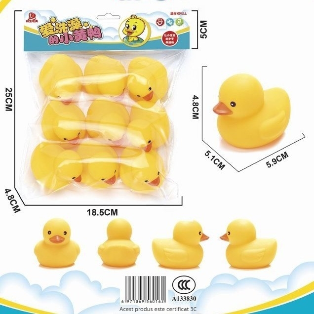 Jucărie de baie din vinil cu rață plutitoare, pentru sugari 0-2 ani, ambalaj OPP